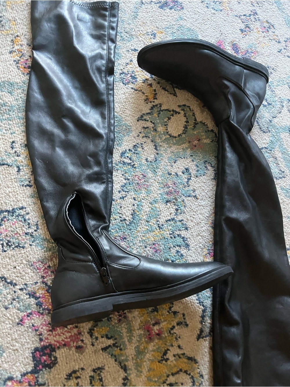 ZARA NWOT Thigh High Black Vinyl Waterproof Boots 10 - Picture 6 of 6